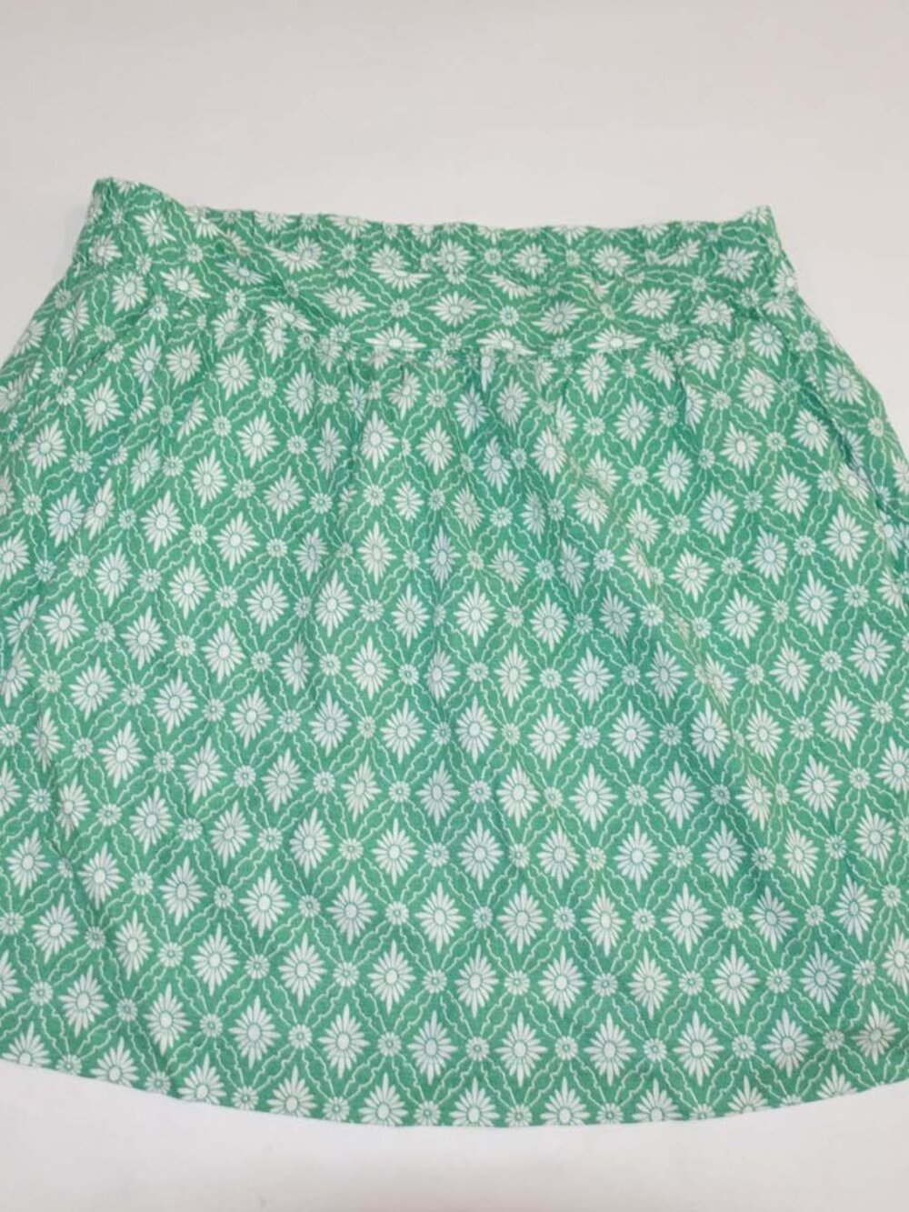 Loft Women's Linen Blend Mini Skirt Size Large NWT Green White Printed L